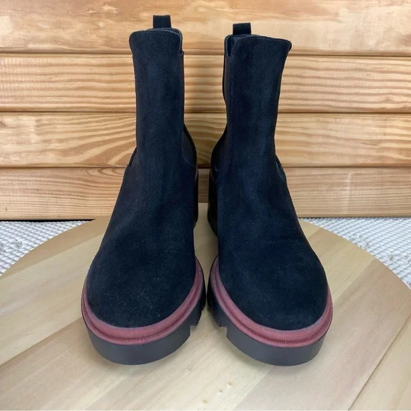 Antonio de Faria Boots Women's 9 US Black Suede Leather Chelsea Platform Chunky - Picture 2 of 11